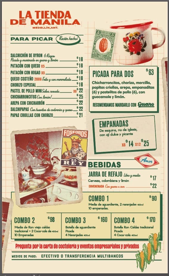 Menú La Tienda de Manila